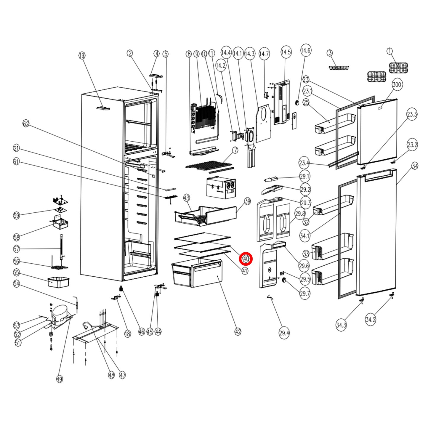 2106100268 Euromaid, Lemair Fridge Glass Shelf - 2106100007