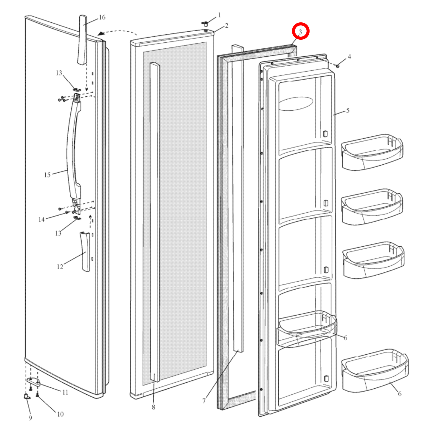 1760008661 Electrolux, Westinghouse Fridge Freezer Door Seal - 4055743183