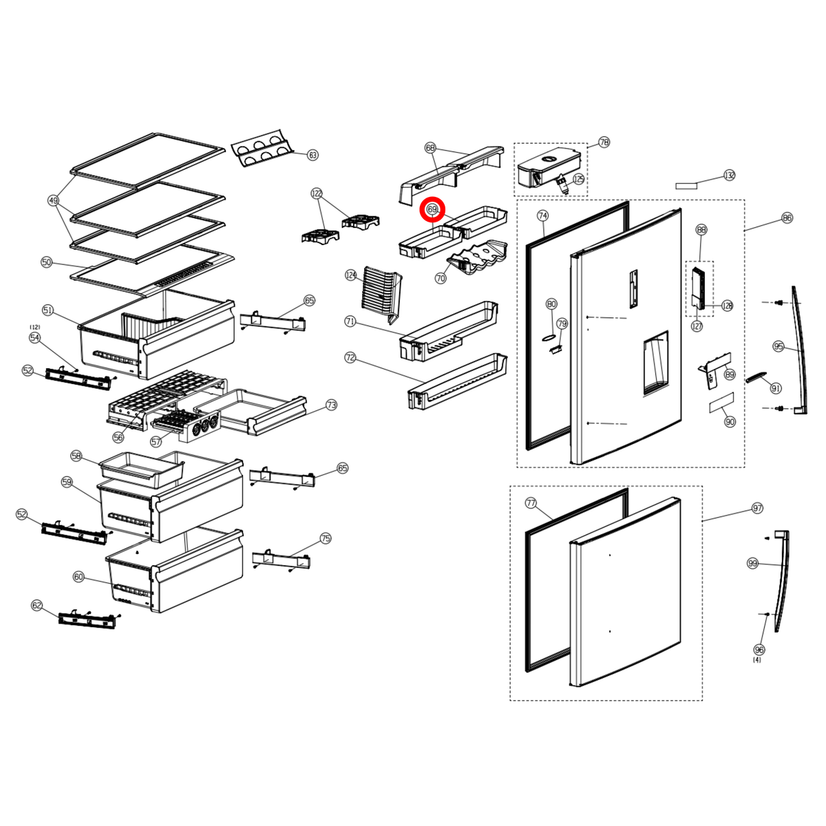 K1945509 Hisense Fridge Door Shelf Small