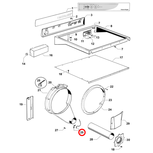 427583 Fisher & Paykel Dryer Wire Harness Switch Sensor