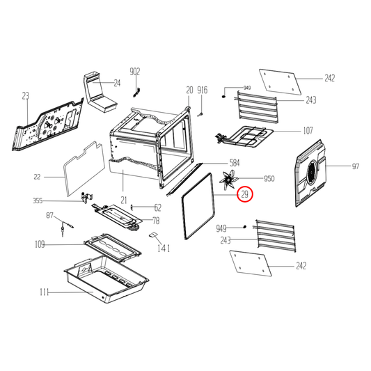 255300007 Beko, Euromaid Oven Door Seal - C00865212