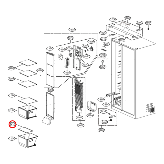 ACQ30340406 LG Fridge Crisper Drawer Glass Shelf Cover