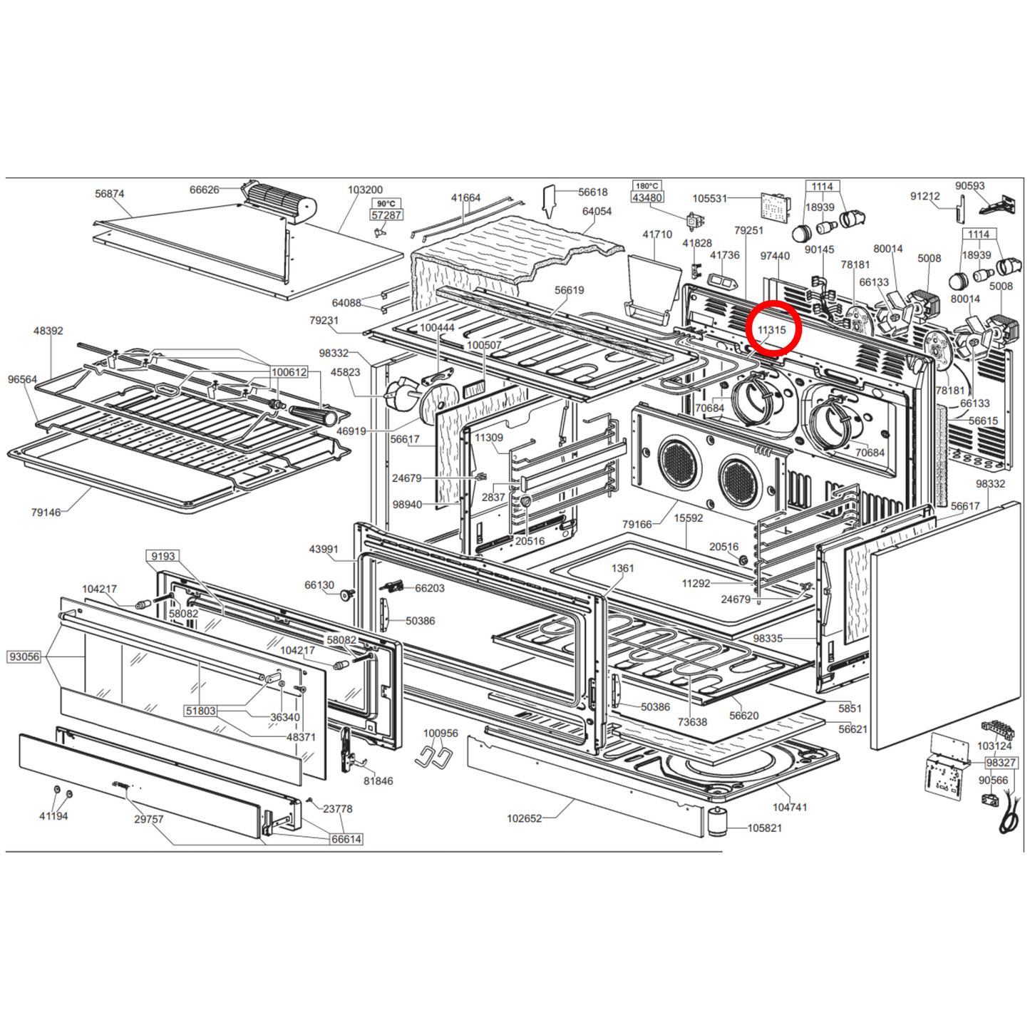 806890840 Smeg Oven Upper Grill Element 1200W-1700W - 806890484