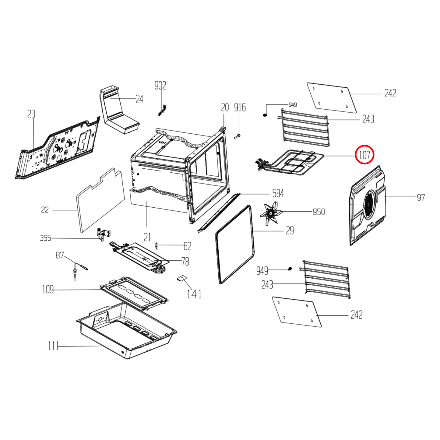 262900060 Beko, Euromaid Oven Upper Grill Heating Element - C00876119
