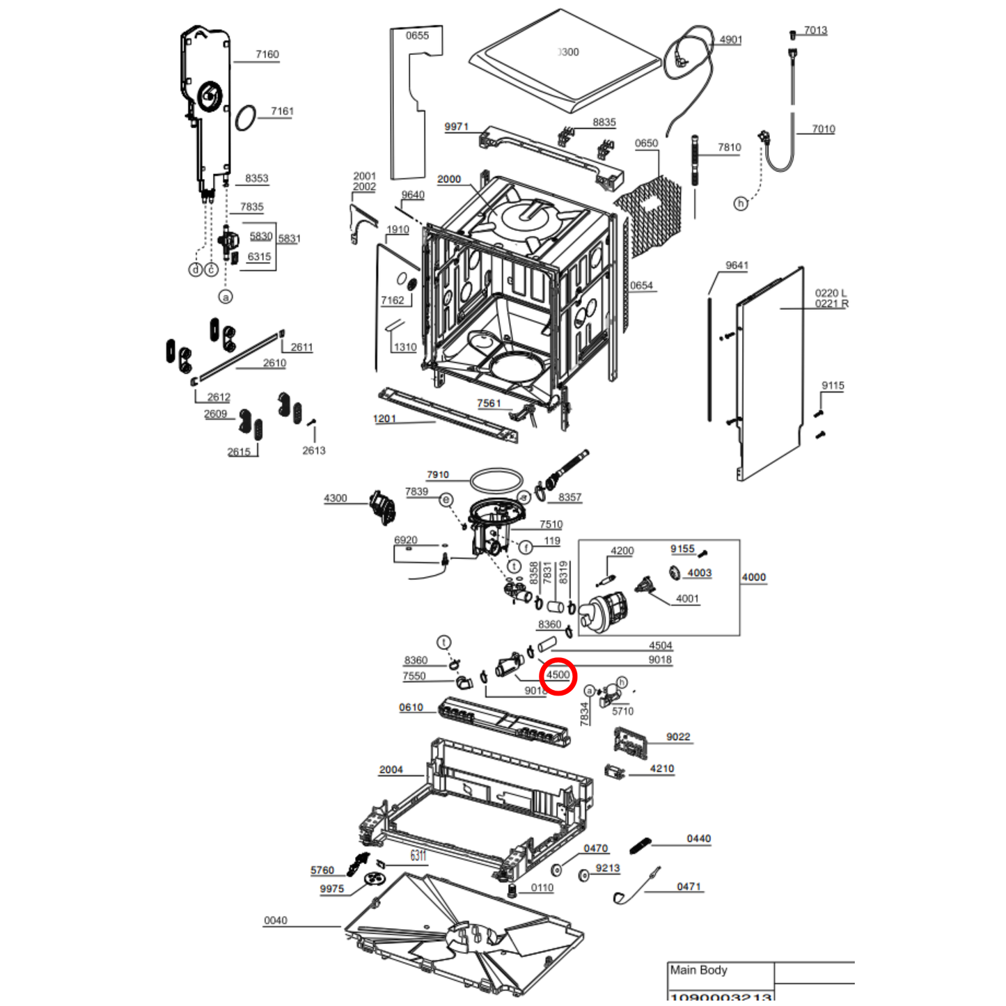258210000036 Baumatic, Euromaid, Technika Dishwasher Heating Element 1800W - 1888130200