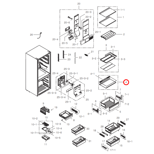 DA97-13167H Samsung Fridge Glass Shelf