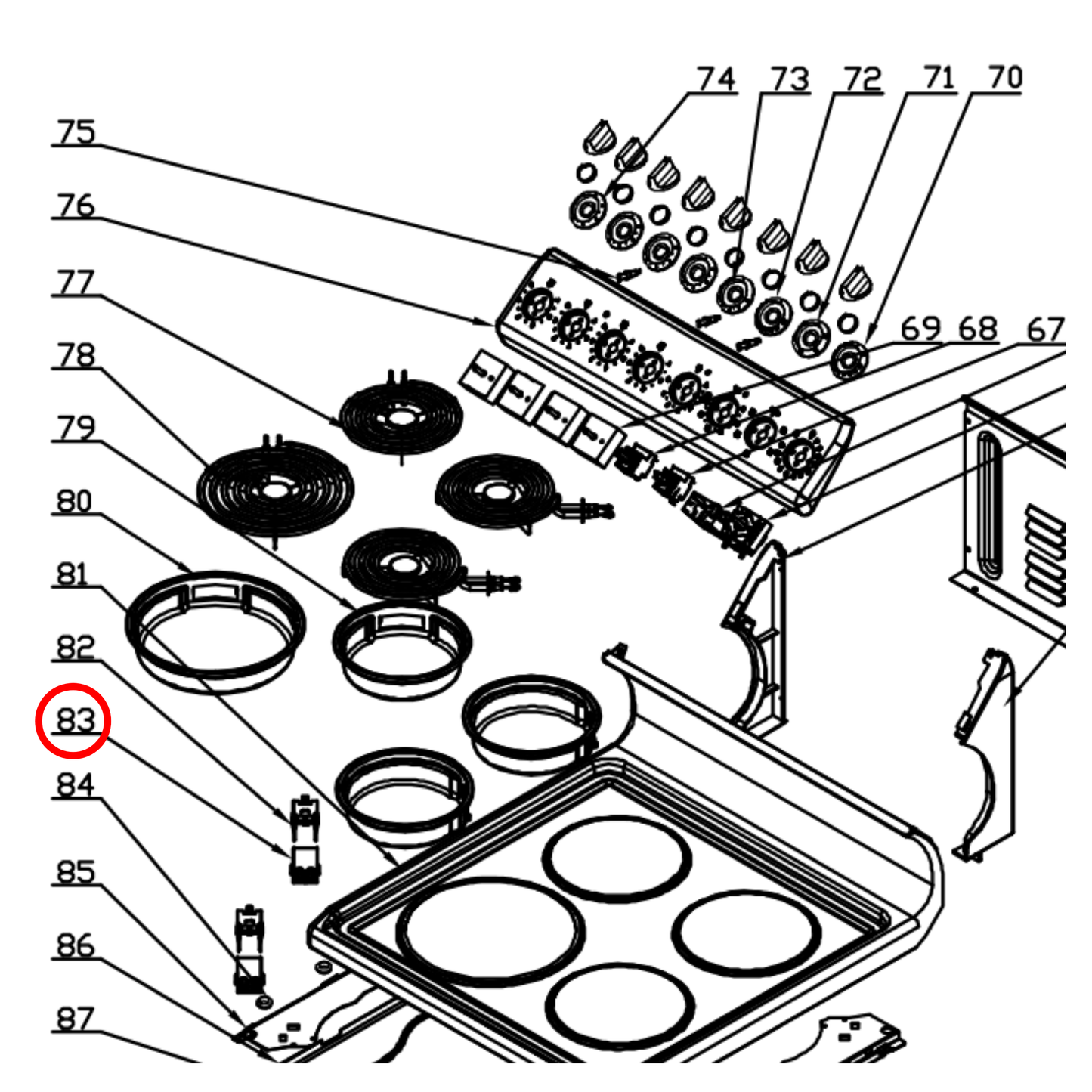 30104800006 Baumatic, Euromaid Cooktop Coil Element Socket - 33305015