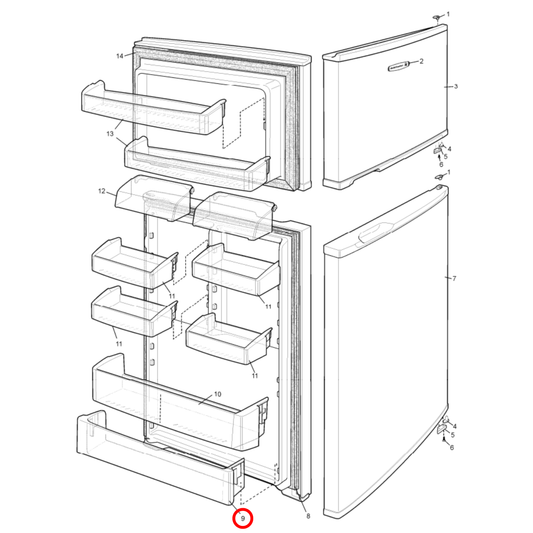 1448026 Kelvinator, Simpson, Electrolux Fridge Door Shelf - 1441763