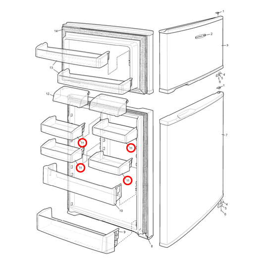 50295708007 Kelvinator, Simpson Fridge Shelf Half Width - 1448032