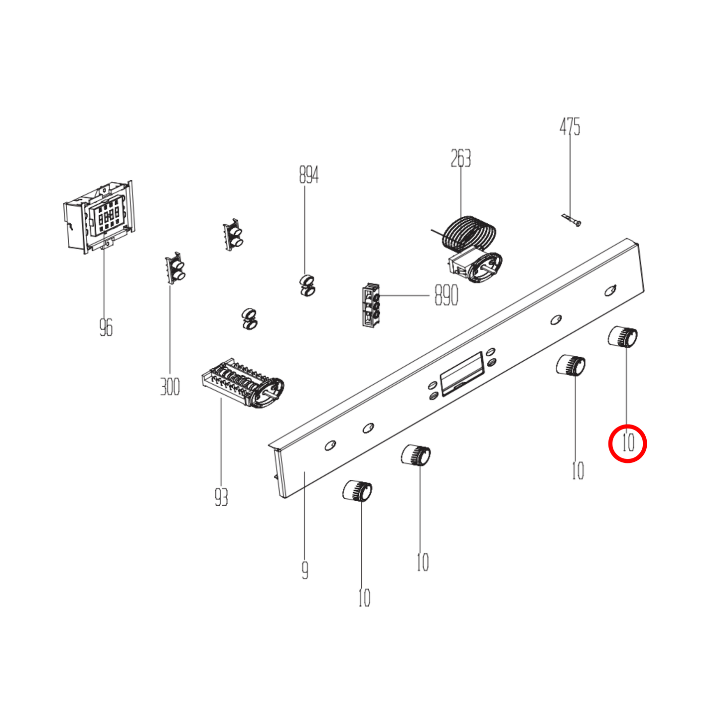 250410218 Euromaid Oven Push In Out Function Selector Kob - 250410235