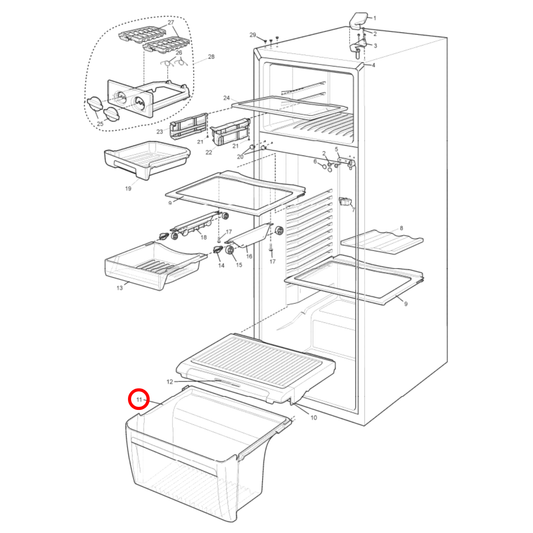4055922217 Westinghouse Fridge Crisper Bin - 1441854, 1447070