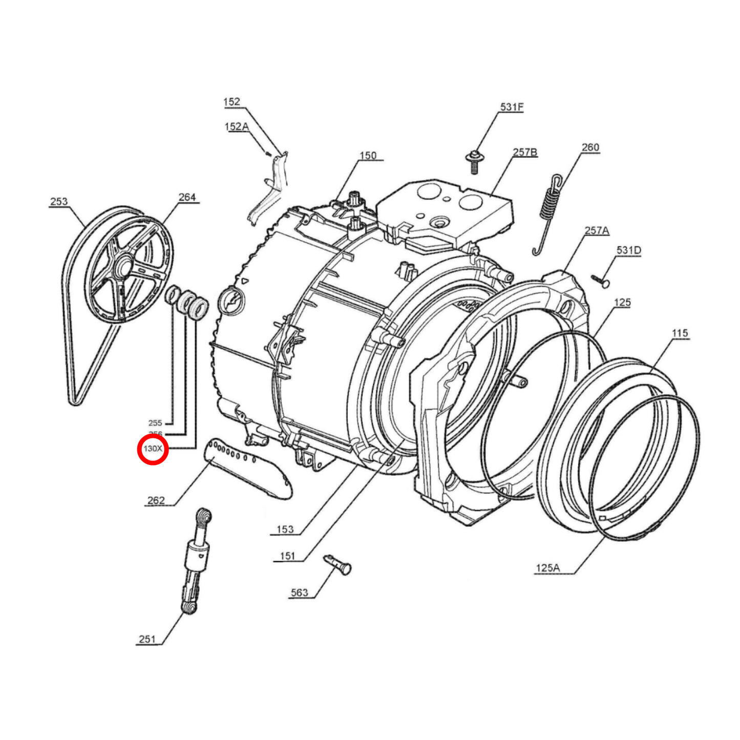 8581249685018 Electrolux, Simpson, Westinghouse Washing Machine Drum Shaft Seal - 1249685015, 1249685-00/7