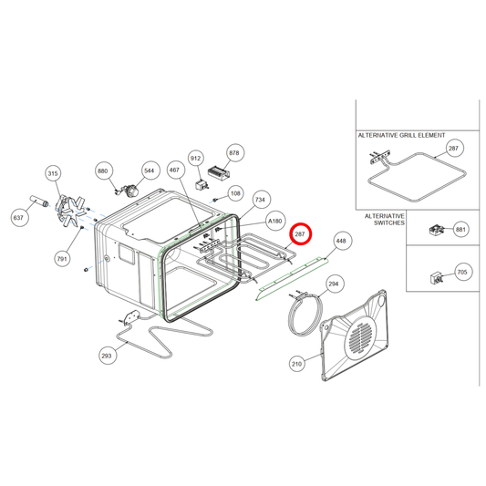 083908800 Belling Oven Upper Heating Element 2700W - 081561404