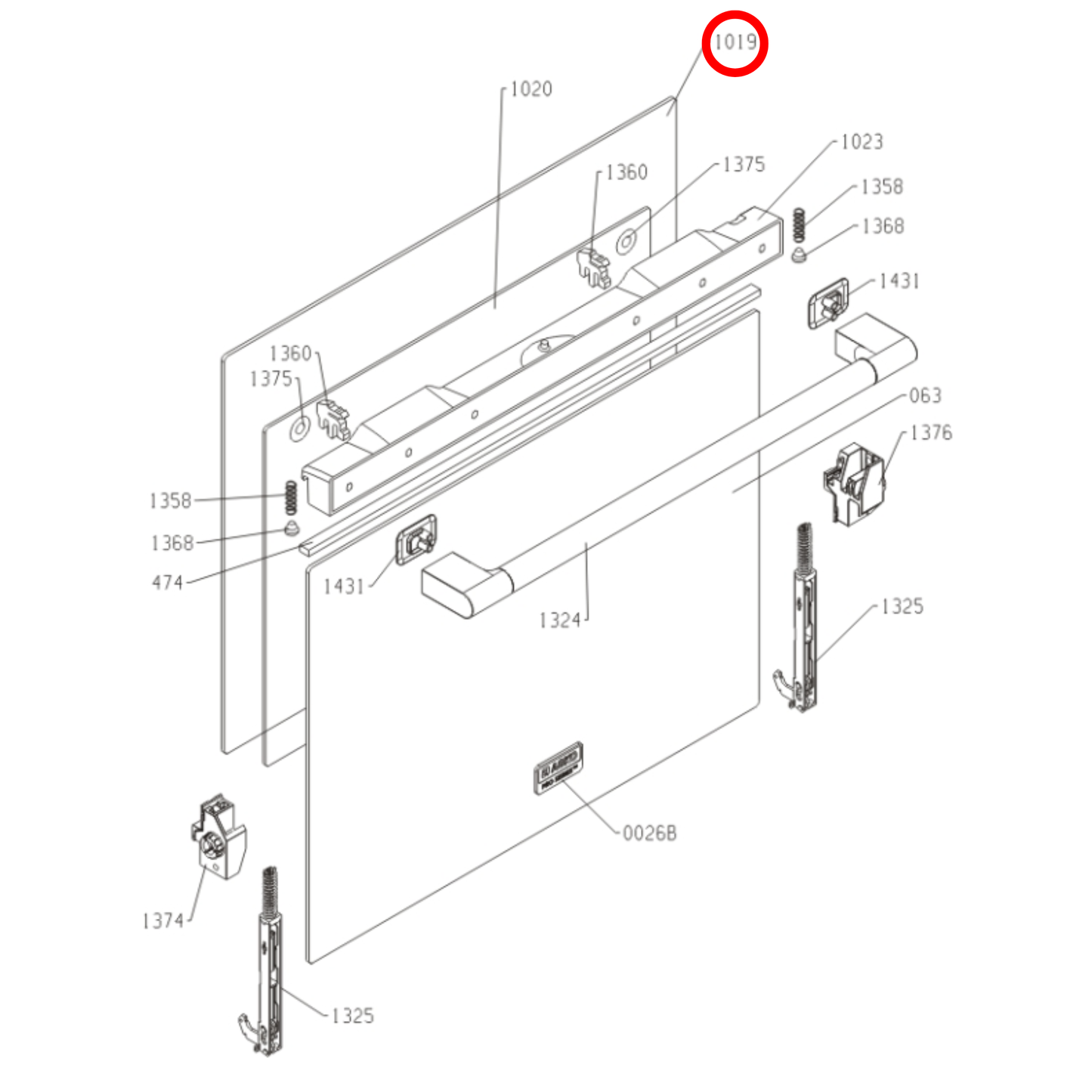 442010 Asko Oven Door Inner Glass