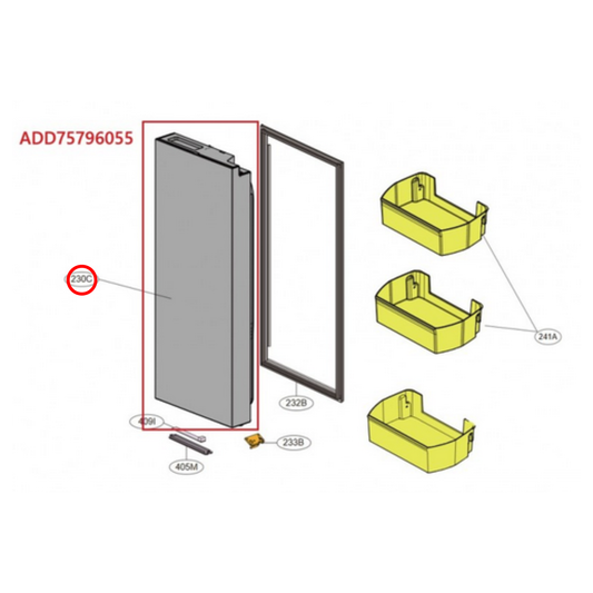 ADD75796055 LG Fridge Door Foam Assembly
