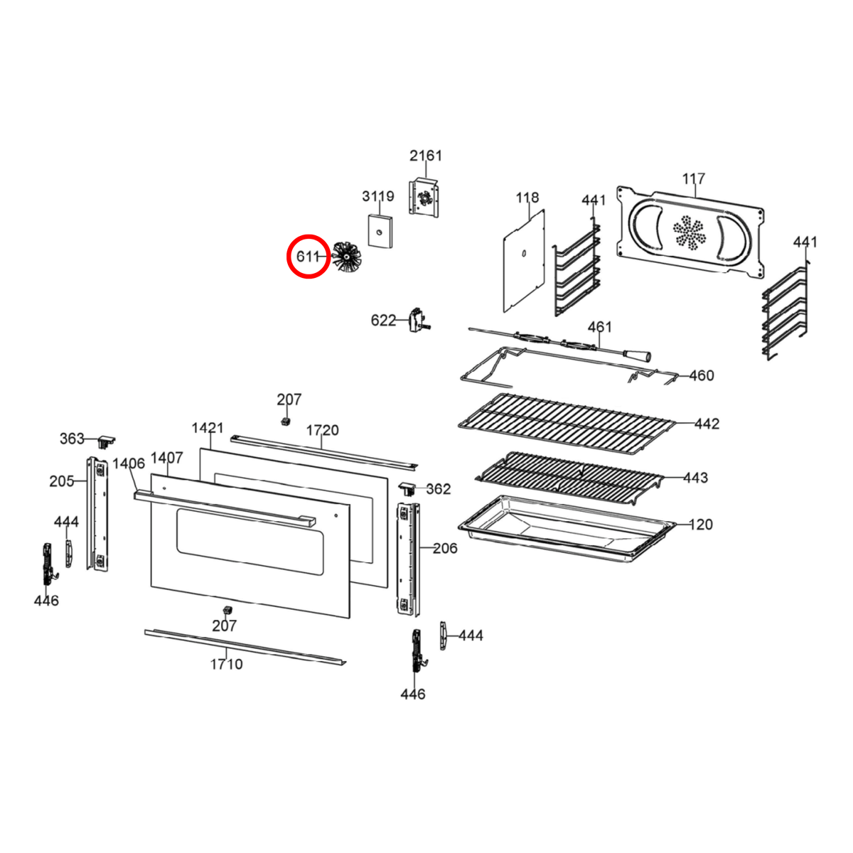 603044 Omega Oven Fan Motor Assembly