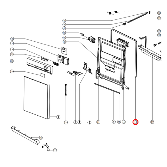 598210000014 Belling, Technika Dishwasher Tub Seal - 598210000177
