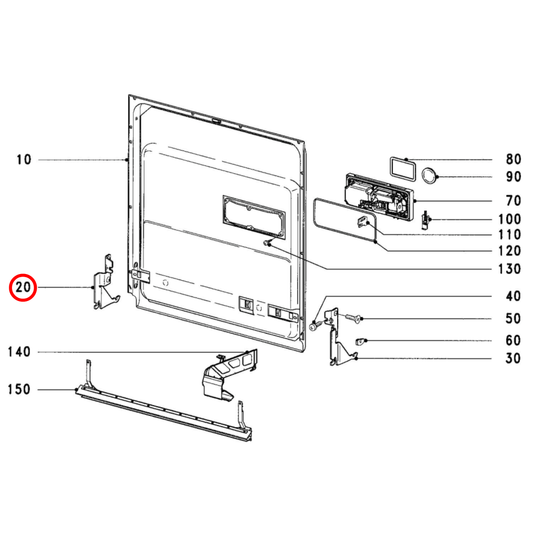 6017850 Miele Dishwasher Door Hinge Left Hand