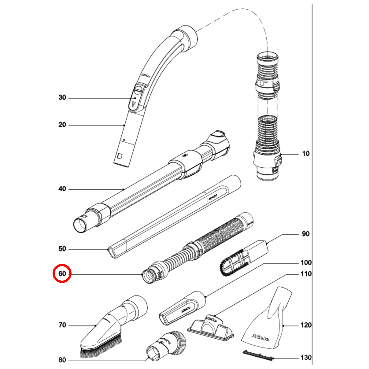 7252210 Miele Vacuum Cleaner Flexible Hose