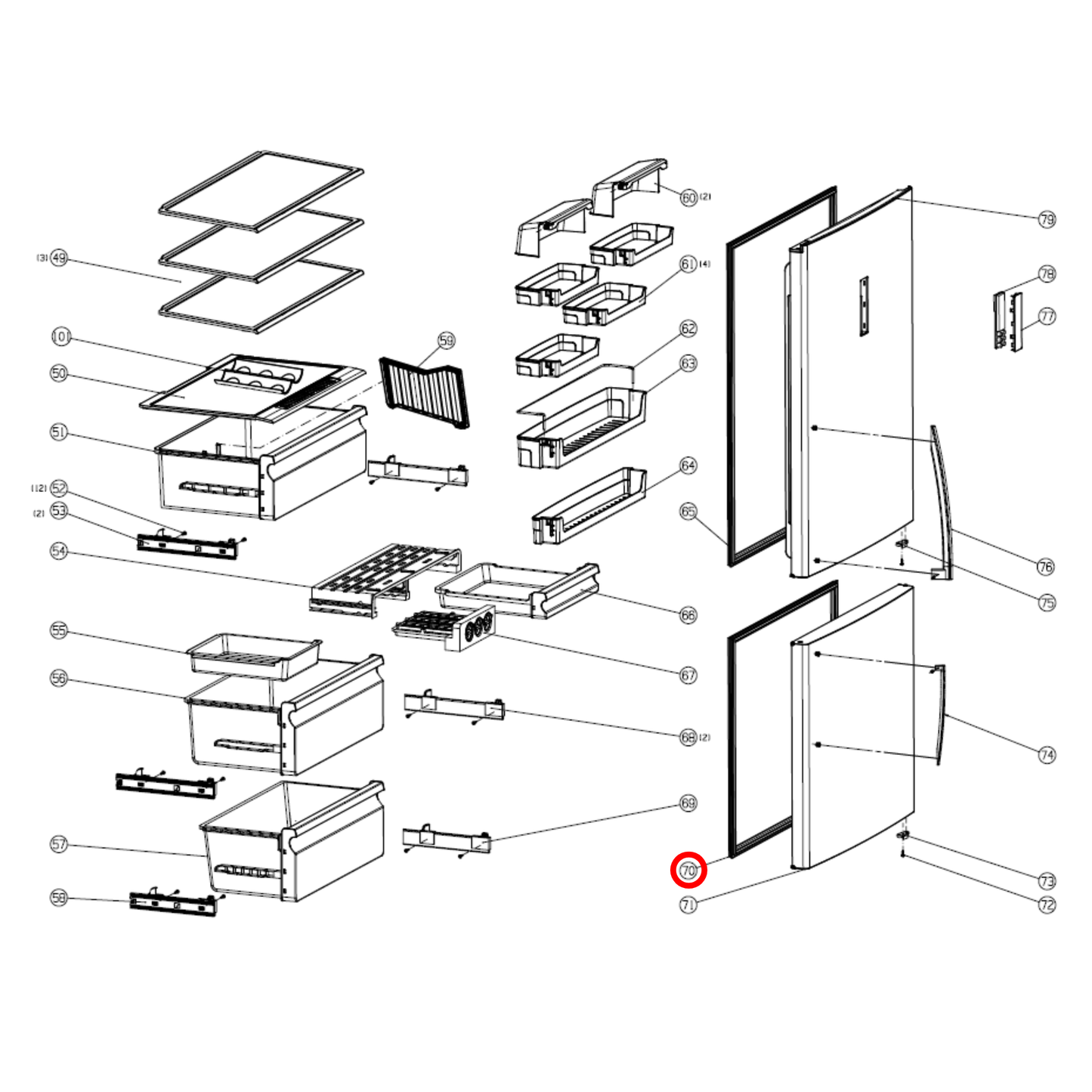 K1475598 Hisense Fridge Door Seal For Freezer
