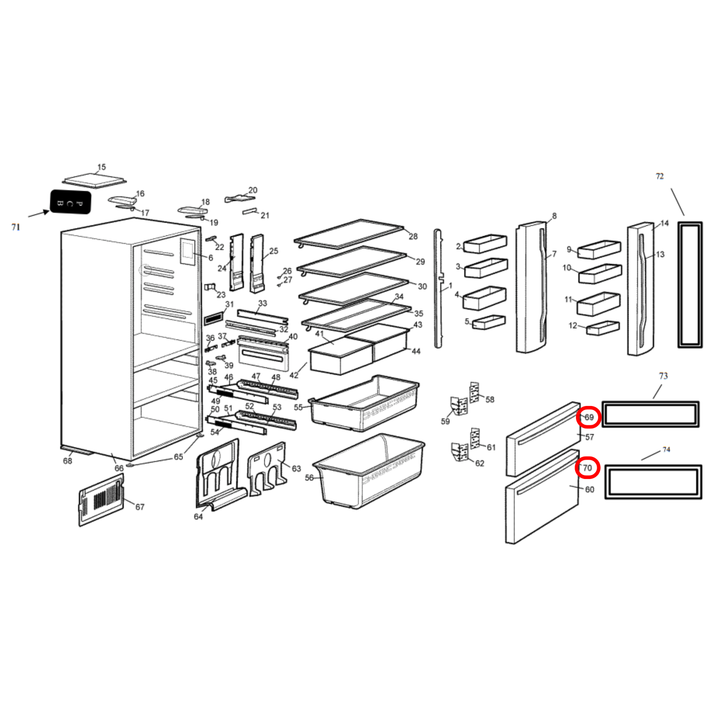 4055893020 Westinghouse Fridge Freezer Door Handle Assembly - 890105229