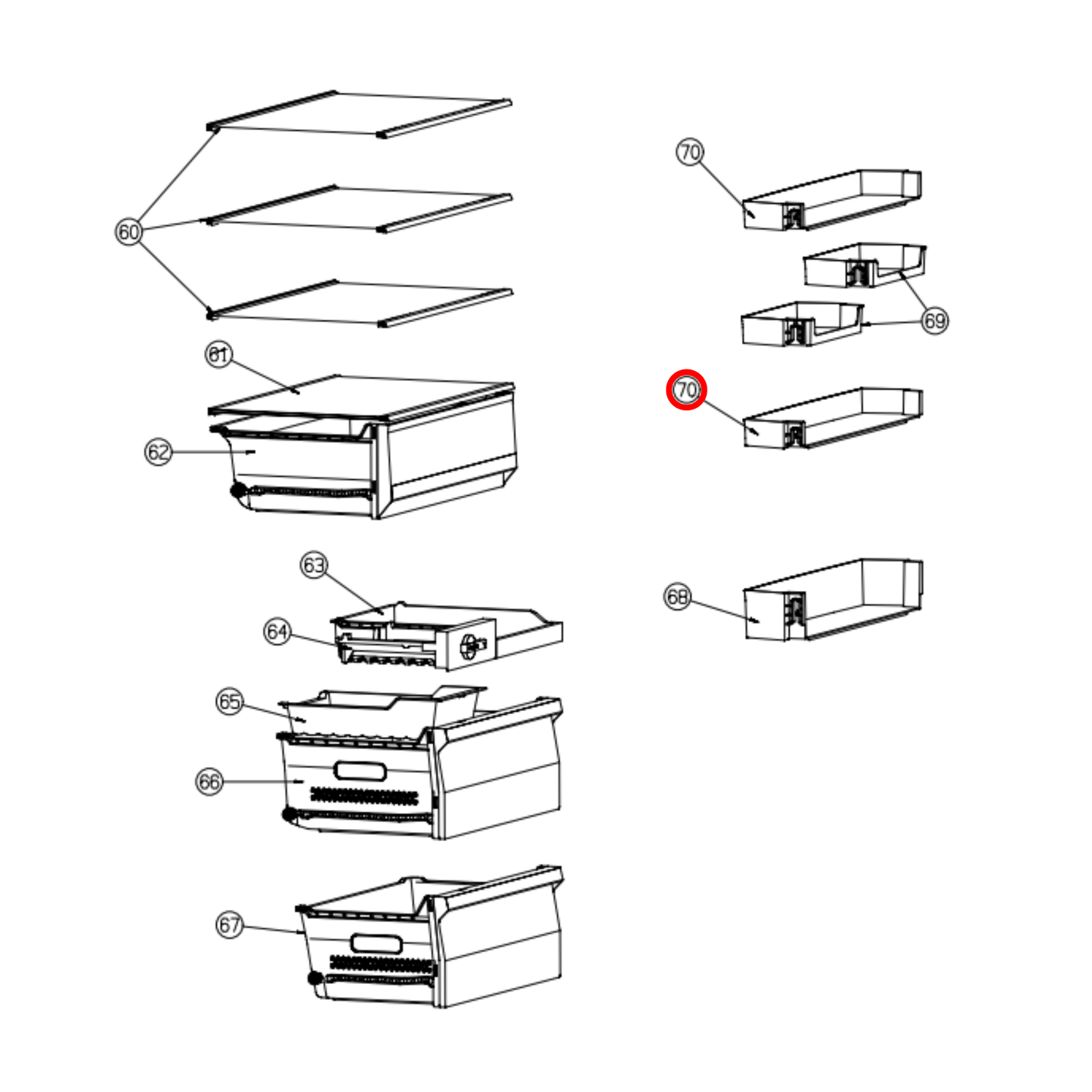 K2132262 Hisense Fridge Door Upper Middle Shelf