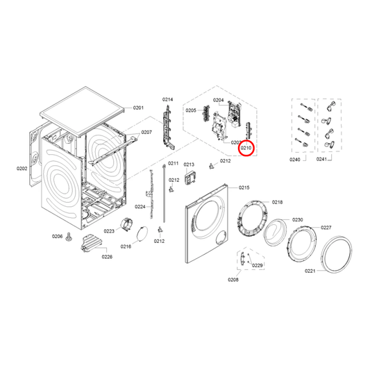 10003368 Bosch Washing Machine PCB Control Module Cover Plugbar Right