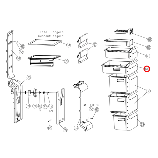K4098959 Hisense Fridge Upper Drawer For Freezer