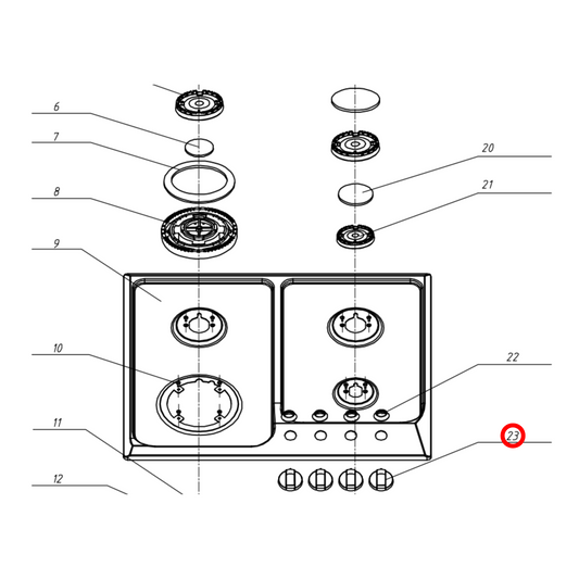 30402500031 Euromaid, Technika Oven Knob MT70 - 32244031