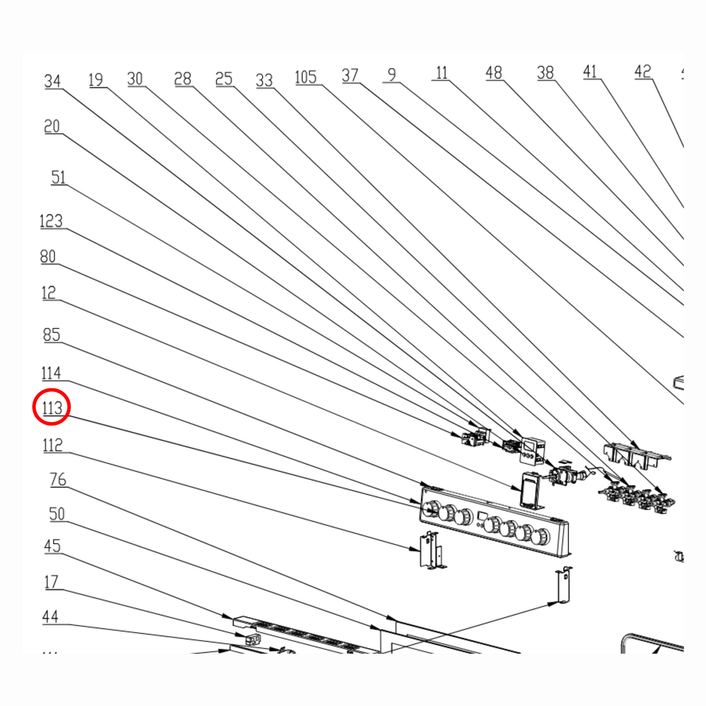 30402500321 Belling Oven Grill Temperature Knob