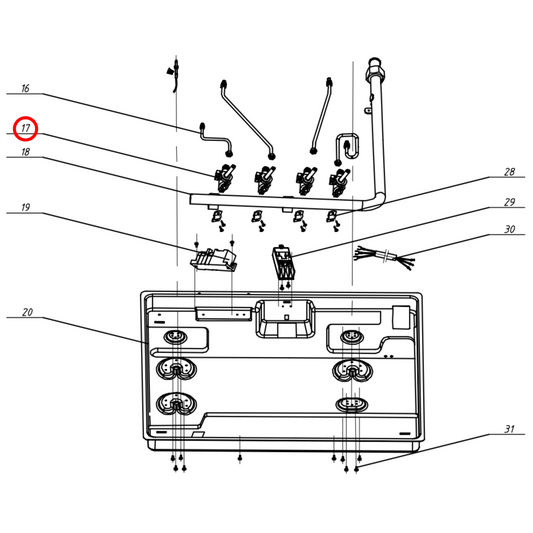 32110016 Technika Cooktop Gas Tap Wok Burner