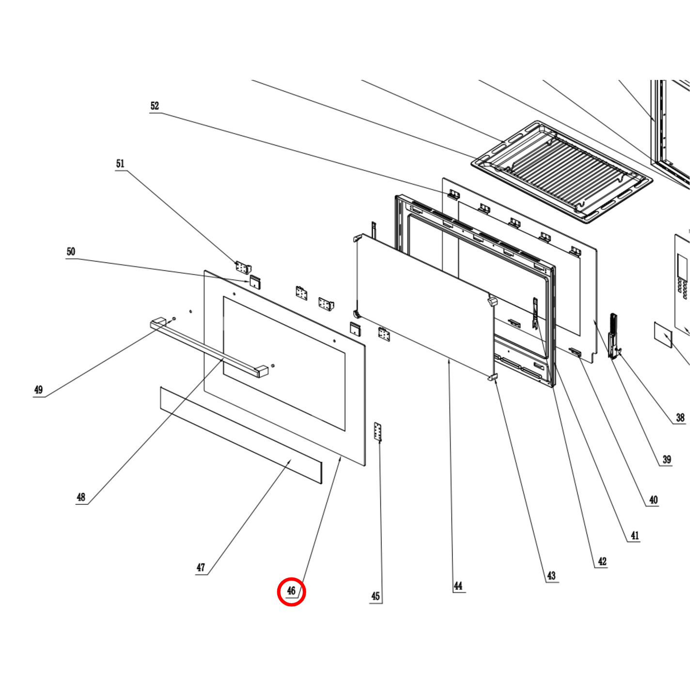 33102159 Euromaid Oven Outer Door Glass