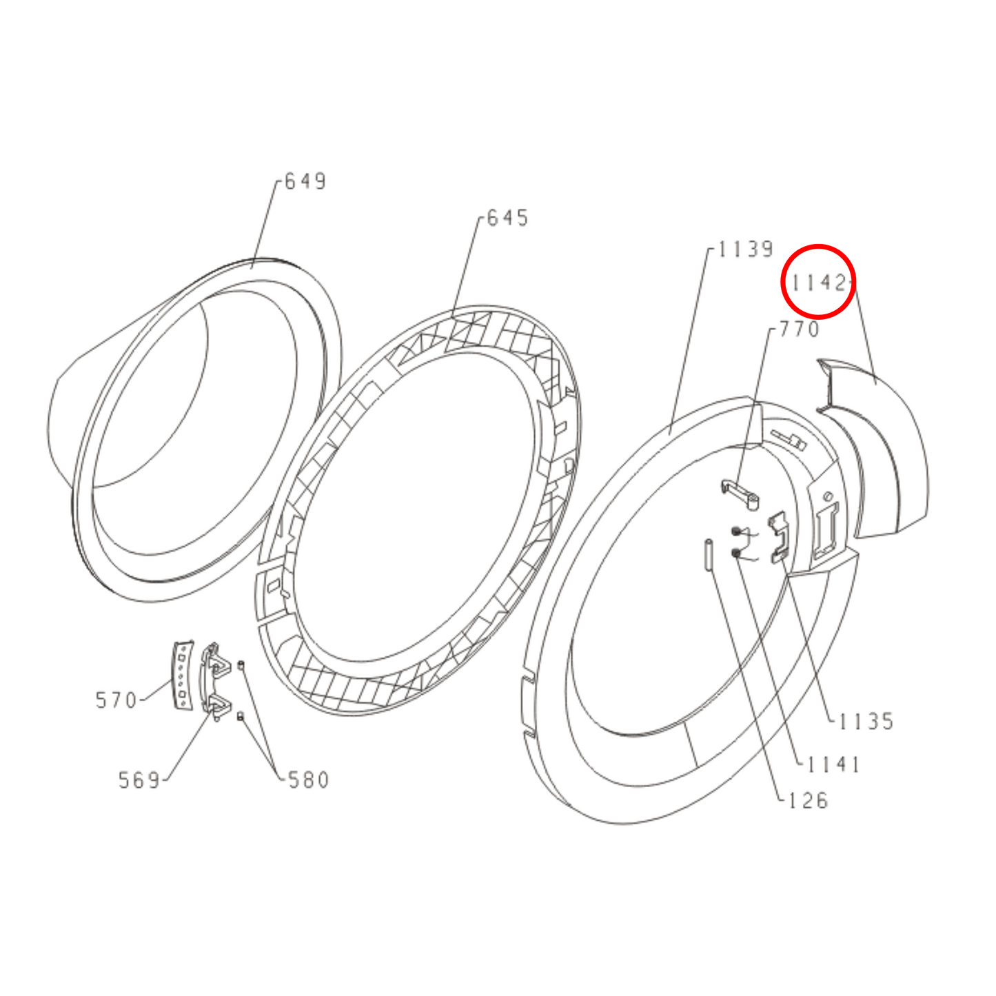 333855 Asko Tumble Dryer, Washing Machine Door Handle