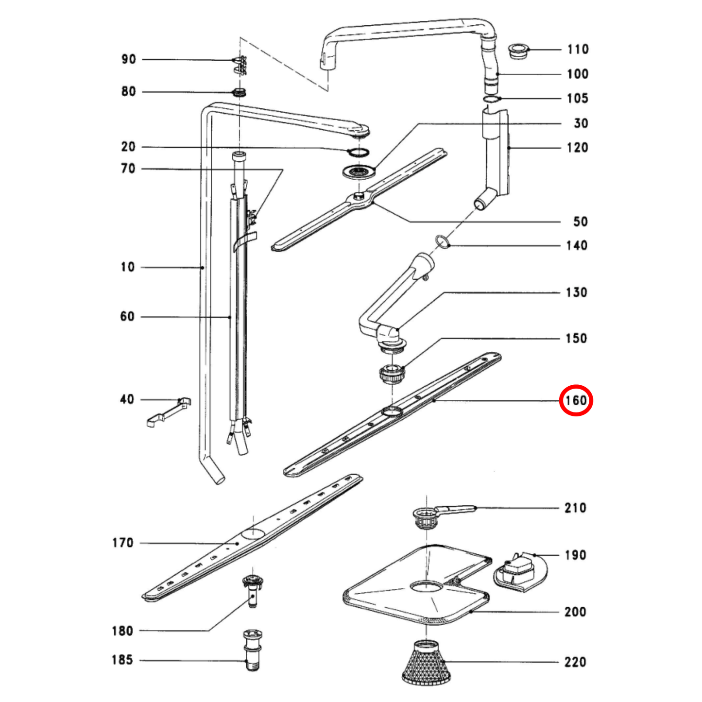 5408831 Miele Dishwasher Middle Spray Arm