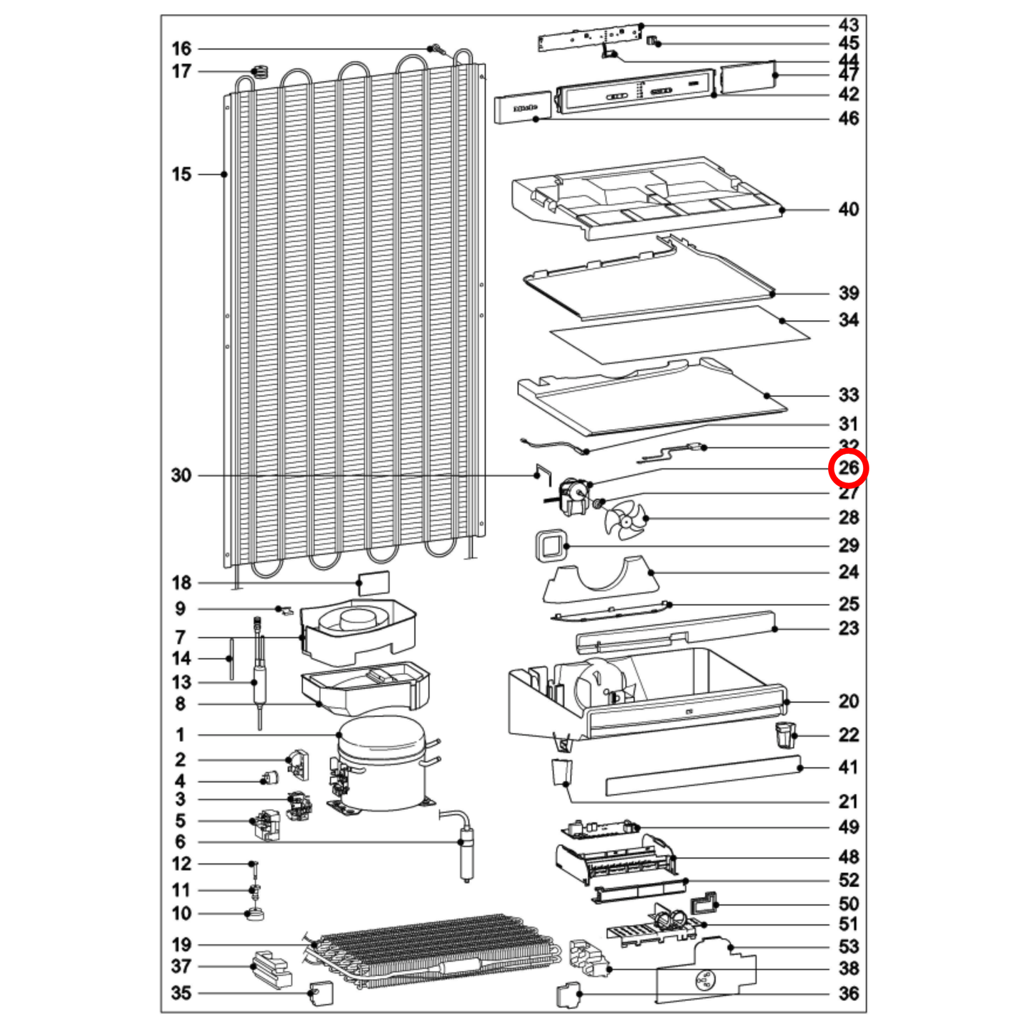 7343121 Miele Fridge Fan Motor For Freezer - 7343120