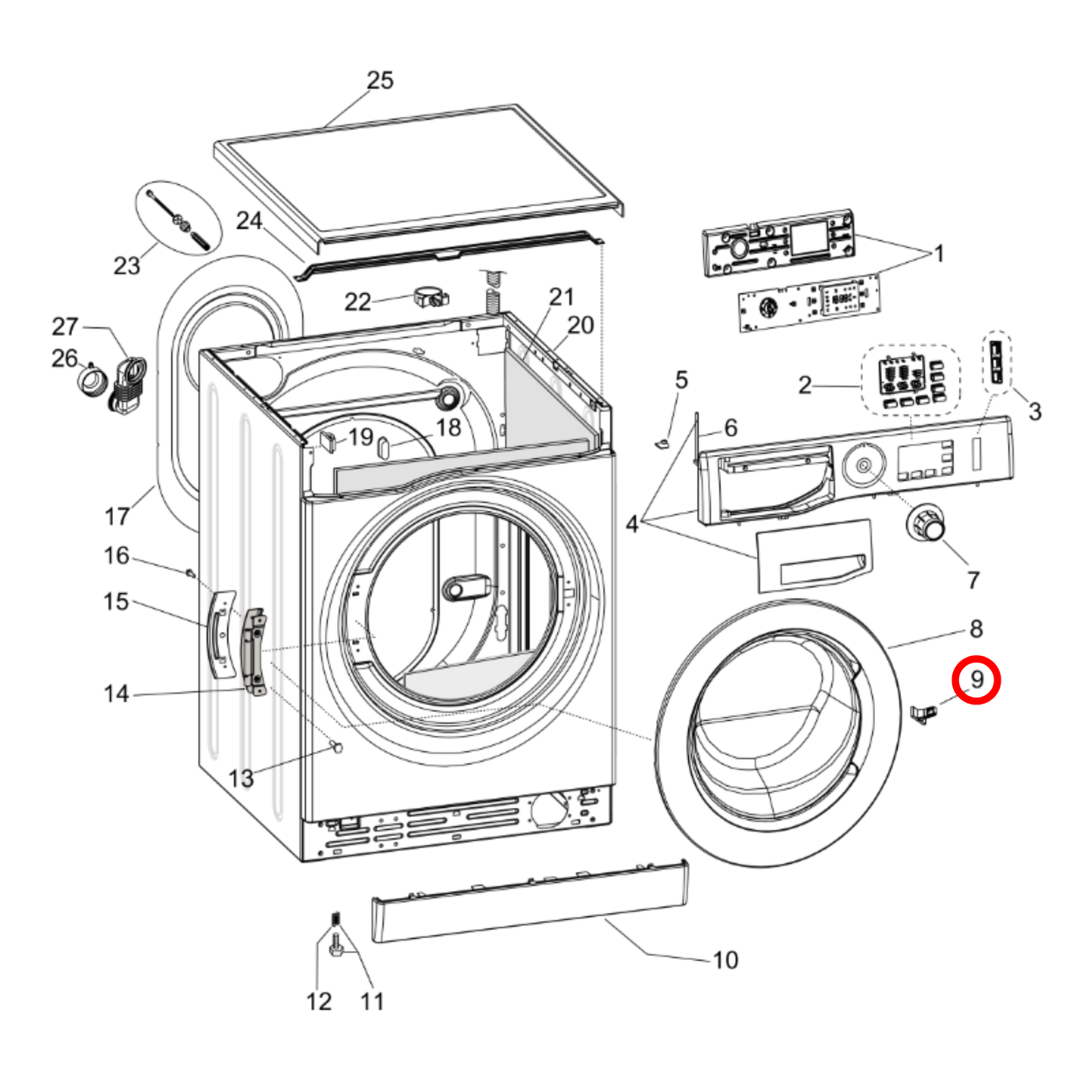 C00510124 Hotpoint, Indesit, Whirlpool Washing Machine Striken Door Catch Hook - 488000510124