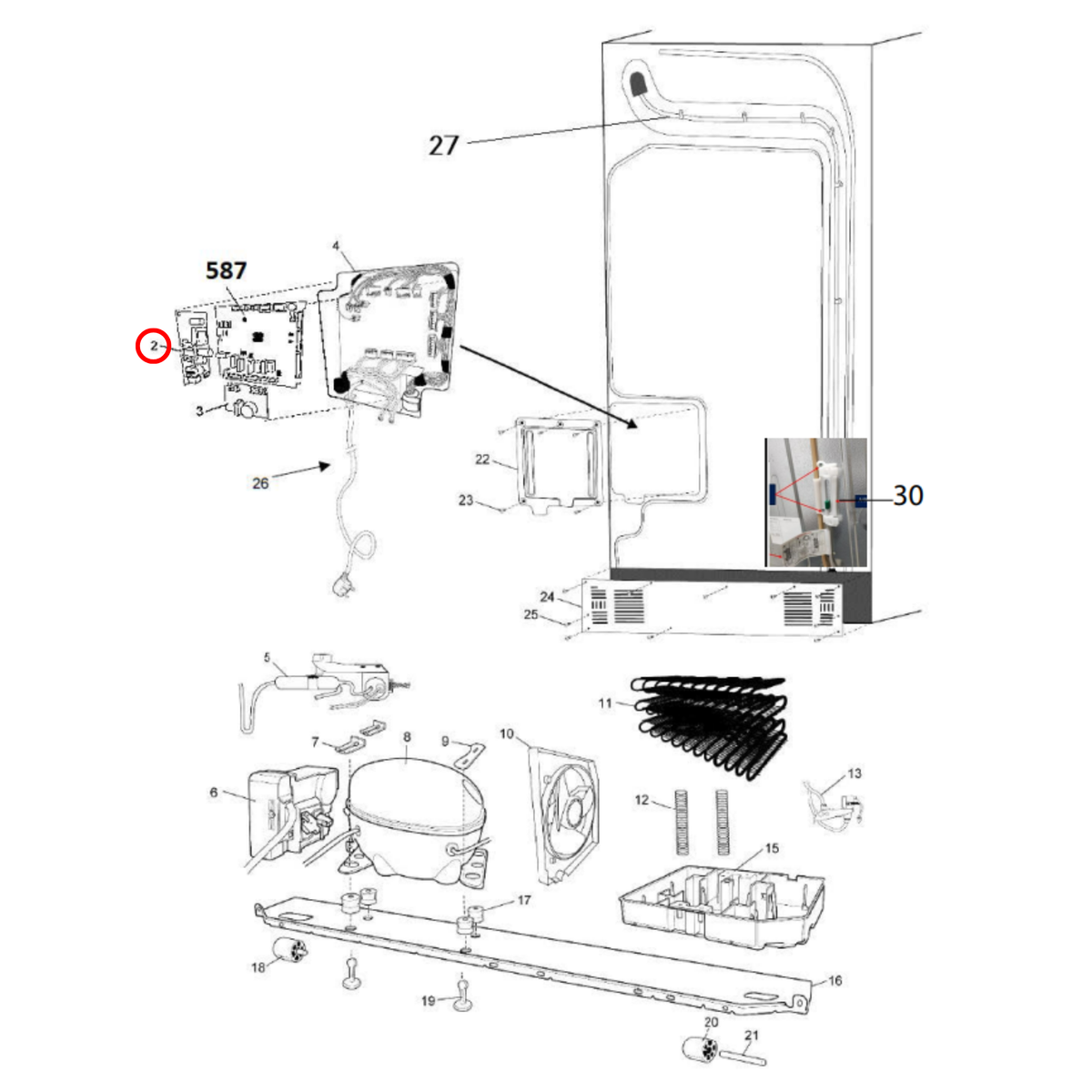 140051730038 Electrolux, Westinghouse Fridge PCB Power Supply - 140051730020