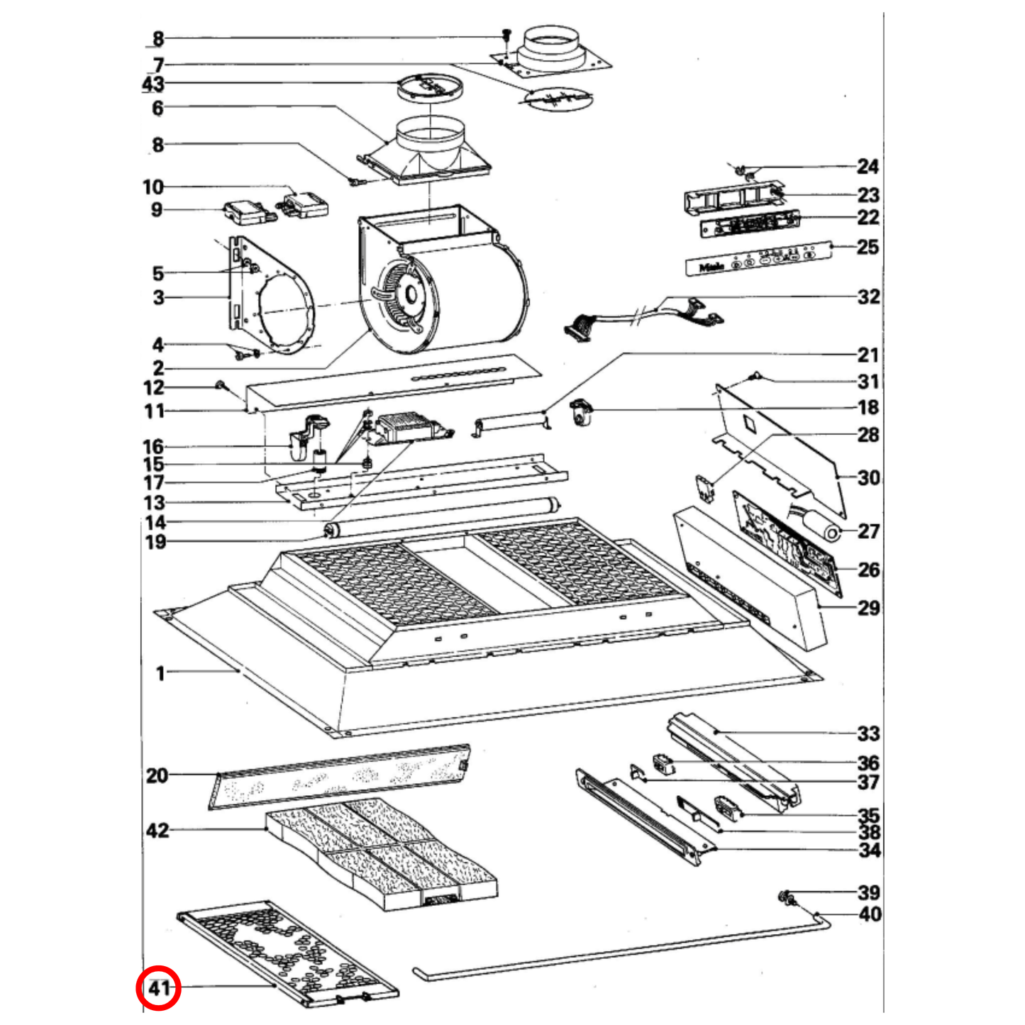 8258211 Miele Rangehood Filter - 8258210