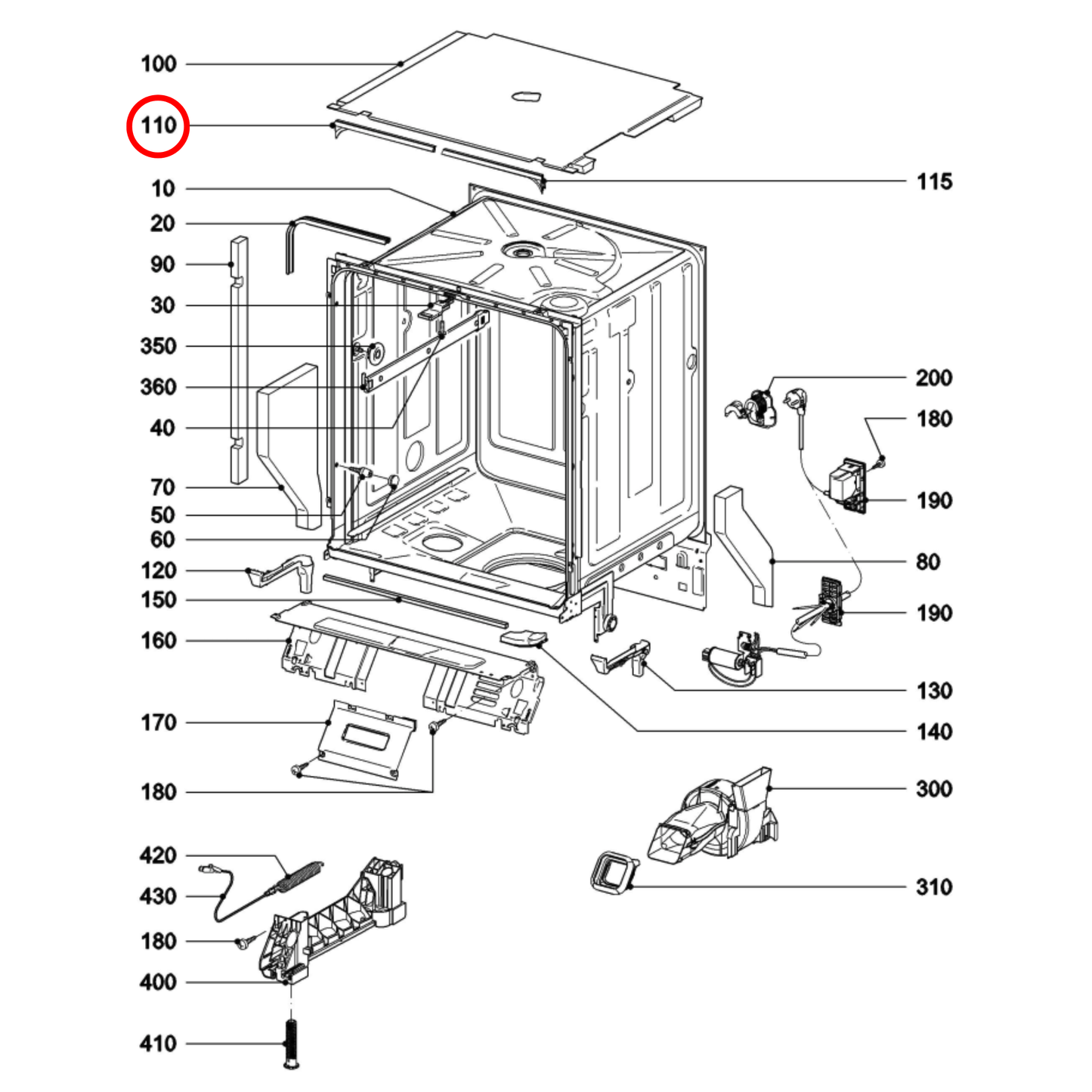 9573270 Miele Dishwasher Top Strip Cover Left Hand