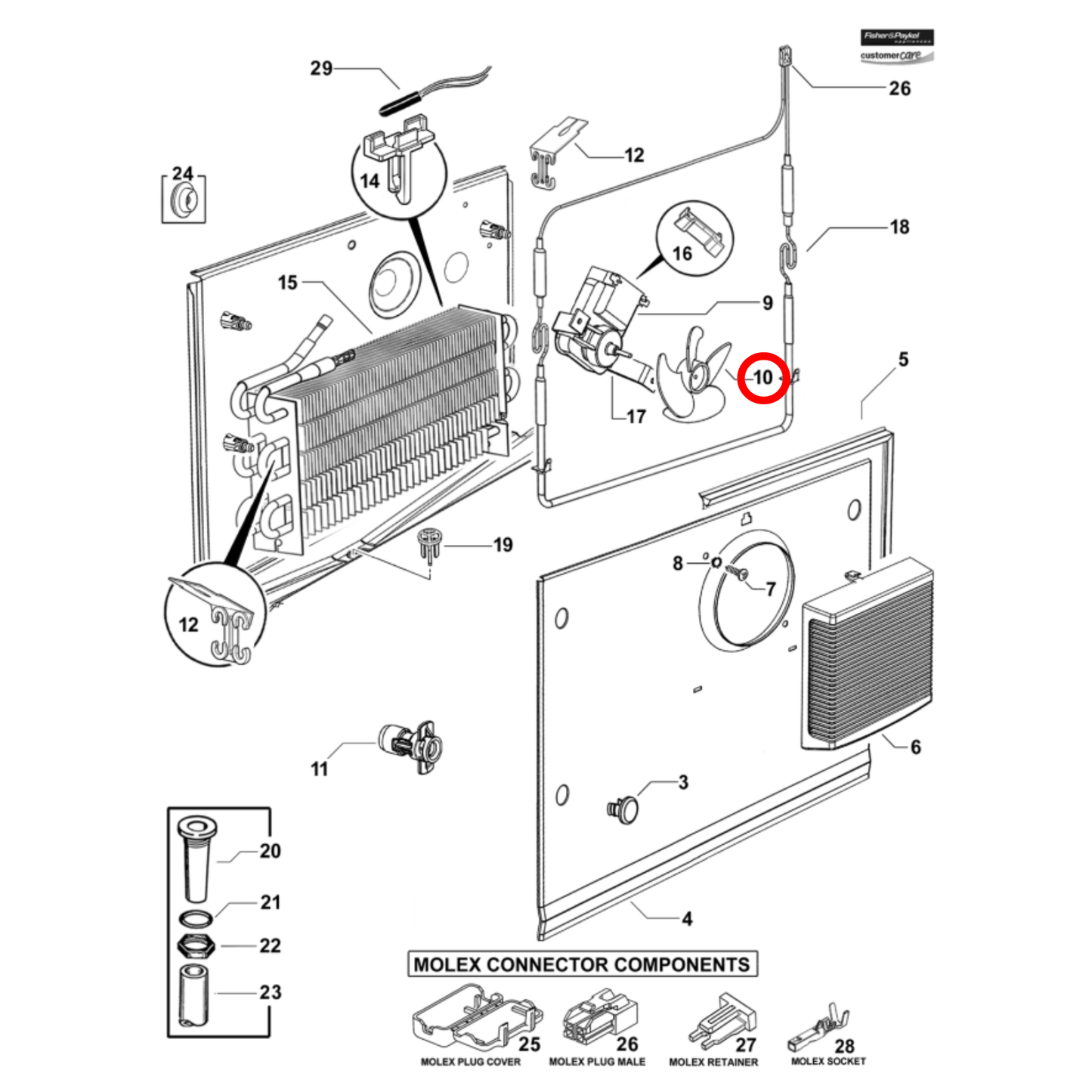 820117 Fisher & Paykel Fridge Freezer Evaporator Clockwise Fan Blade 80MM - 805428
