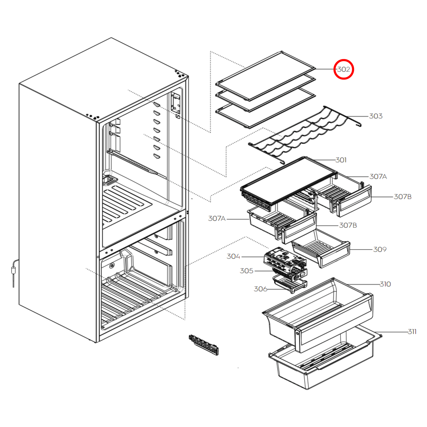 140051960015 Westinghouse Fridge Glass Shelf - A05196001