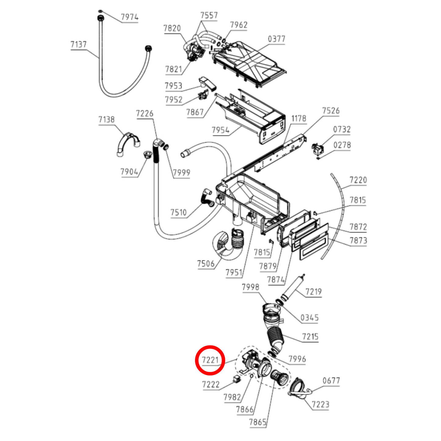 884500 Asko Washing Machine Drain Pump Assembly