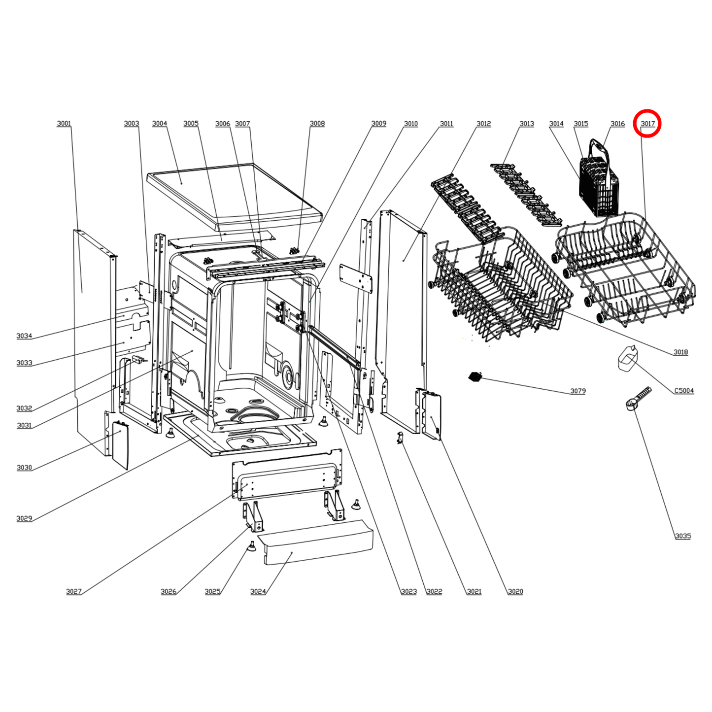 12976000015091 Euromaid, Technika Dishwasher Lower Rack - 12976000001644