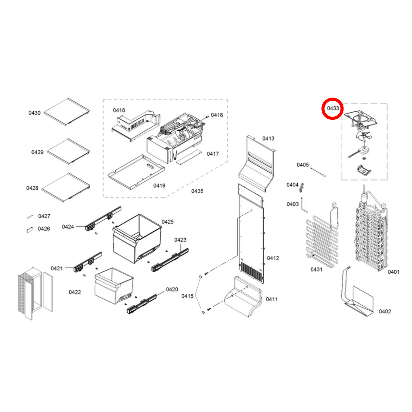 12019219 Bosch Fridge Freezer Evaporator Fan Blade Motor And Bracket Assembly - 12005114