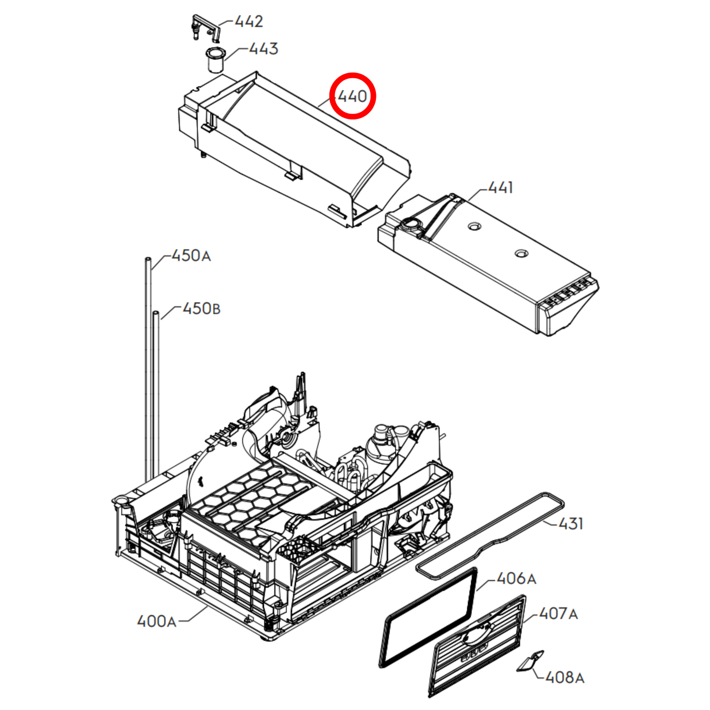 1366017216 AEG, Electrolux Dryer Water Tank Support - 1366017000