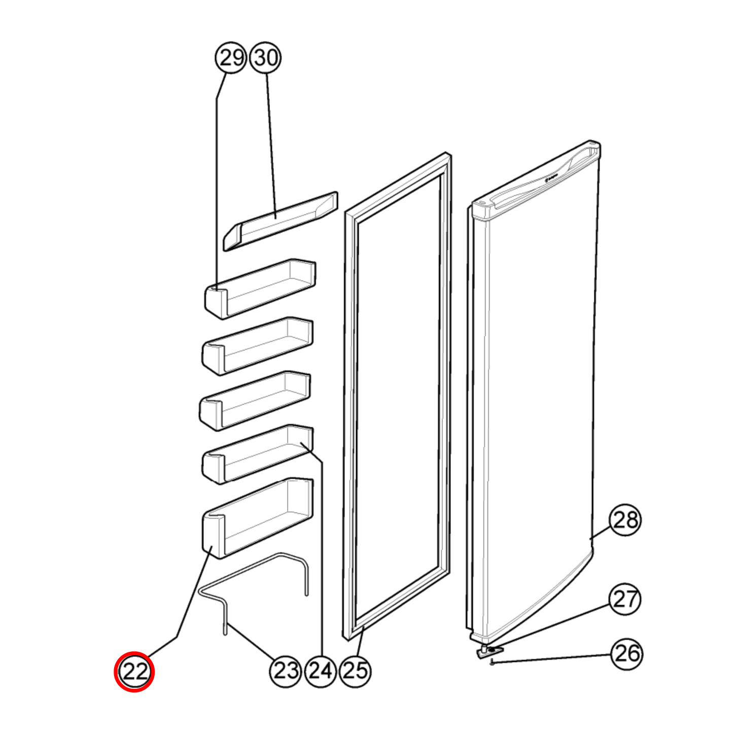 4055598173 Westinghouse Fridge Door Lower Shelf - 1051908