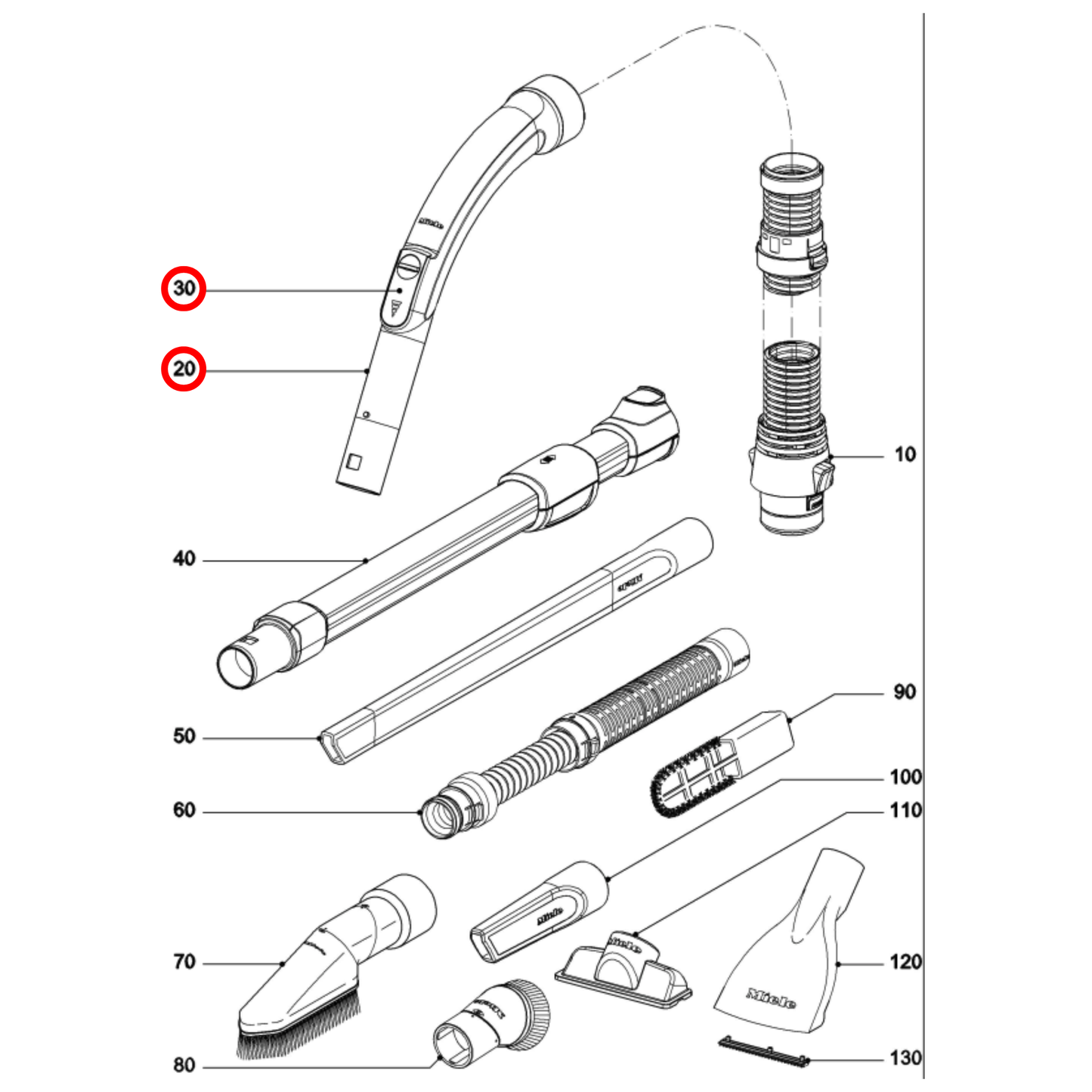9442602 Miele Vacuum Cleaner Tubular Handle Anthracite - 9442601