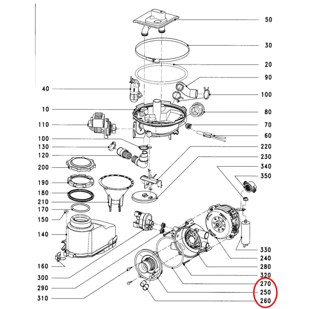 6195781 Miele Dishwasher Heating Element 2300W - 6195780