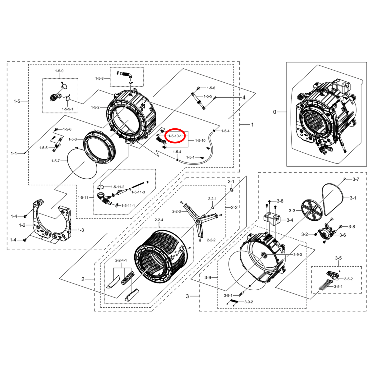 DC67-00671A Samsung Front Load Washing Machine Tub Hose
