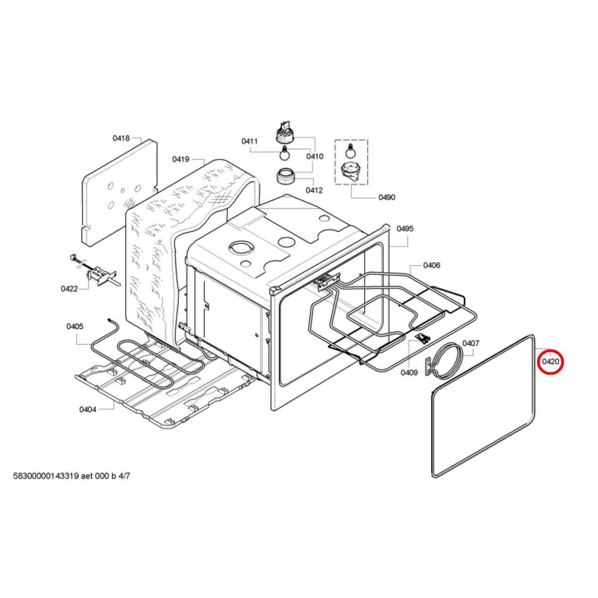 00651023 Bosch, Neff, Siemens Oven Door Seal - 00646583